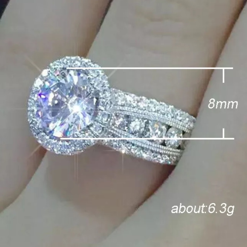 NEW💍925 STERLING SILVER DIAMOND ENGAGEMENT RING, CUTE RING, SHINY RING. - Picture 2 of 3
